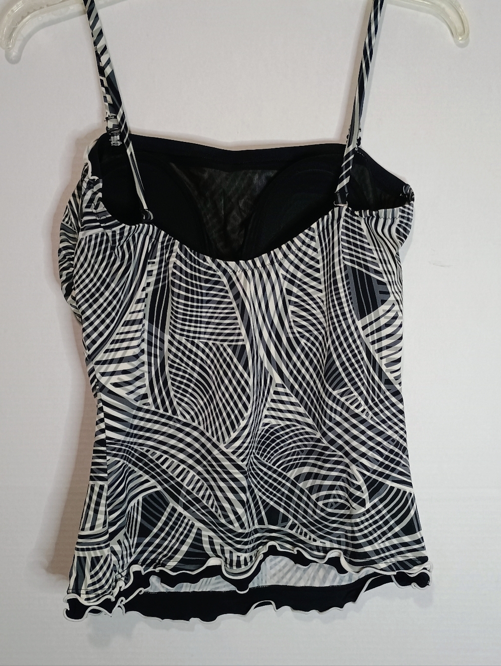 Profile Black & White Patterned Tankini Top with Matching Swim Skirt Size 12 - Picture 4 of 9